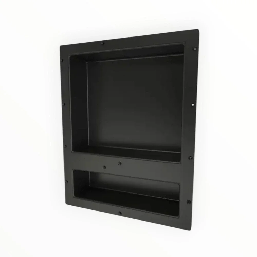 Tile Redi Double Shower Niche 16x20 Black Recessed Shower Shelf